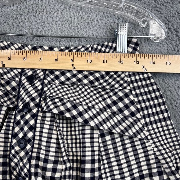 Odille Anthropologie Women’s Blue & cream Plaid Pleated Flared Skirt 2 - Picture 4 of 11